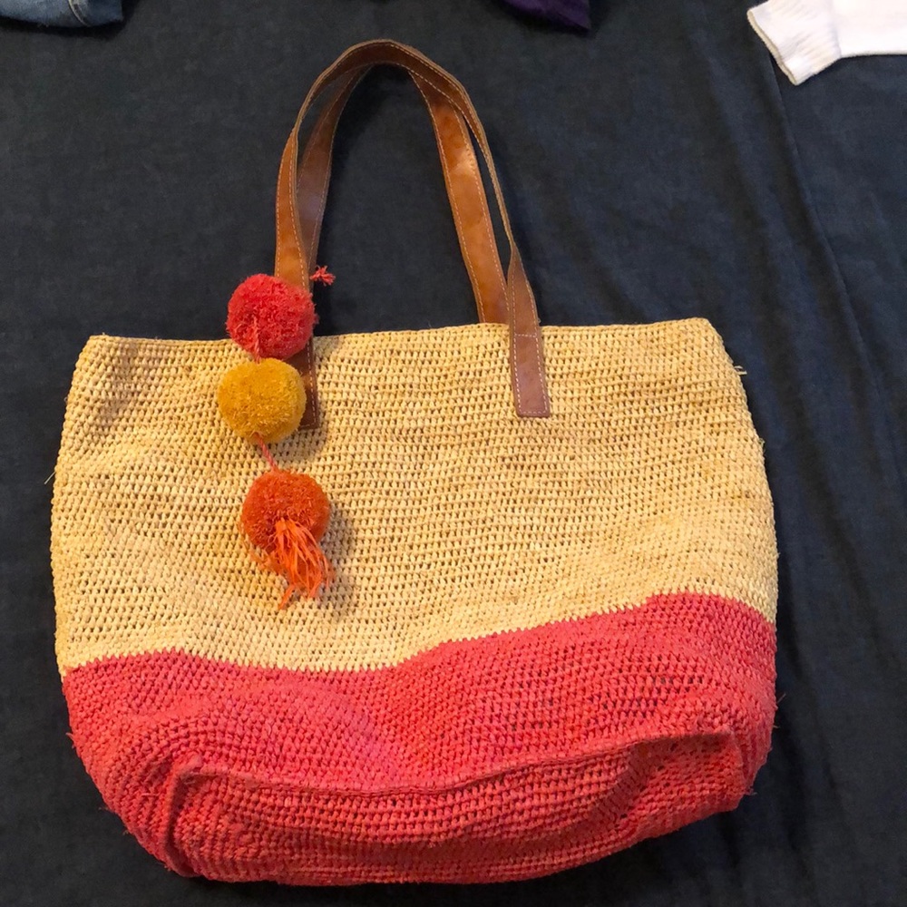 Mar y Sol Montauk Color Block Raffia Tote